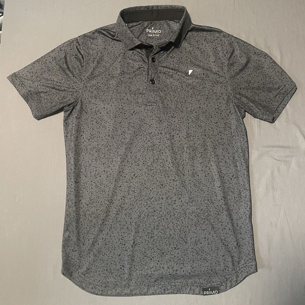 Primo Blade Collar Polo Golf Shirt Mens Small Gray Splatter Performance Stretch